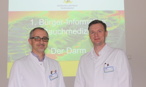 Prof. Dr. Kinan Rifai und Dr. Mark Jäger informieren am 4. April zum Thema Darmkrebs. Foto: Anke Donner