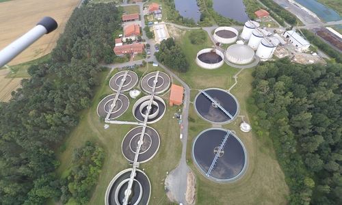 Lauftaufnahme Kläranlage Wolfsburg. Foto: Wolfsburger Entwässerungsbetriebe (WEB).