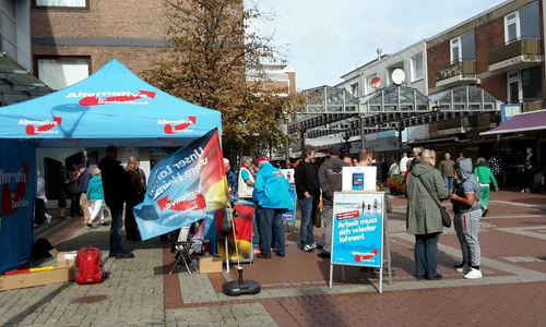 Die AfD mit ihrem Stand auf dem Bauernmarkt in Lebenstedt. Foto: AfD Salzgitter
