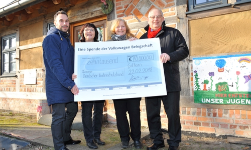 Belegschaftsspende an Kinderschutzbund Gifhorn: Jugendhaus wird im Herbst 2018 fertiggestellt. Foto: VW