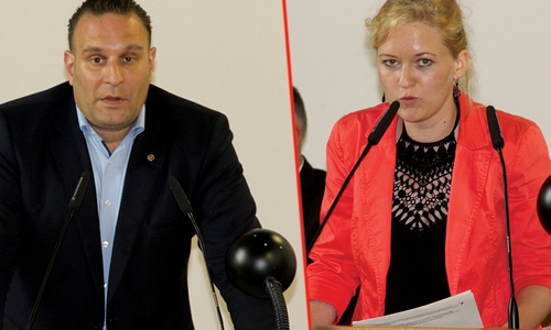 Oliver Schatta (CDU) und Tanja Pantazis (SPD) brachten die Resolutionen ihrer Parteien ein. Foto: André Ehlers