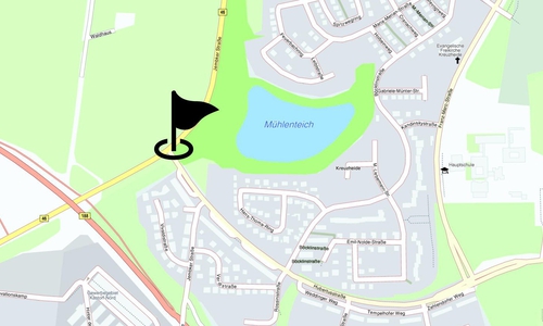 Um den Knotenpunkt zwischen der Hubertusstraße und der K 46 geht es. Karte: maps4news.com/©HERE