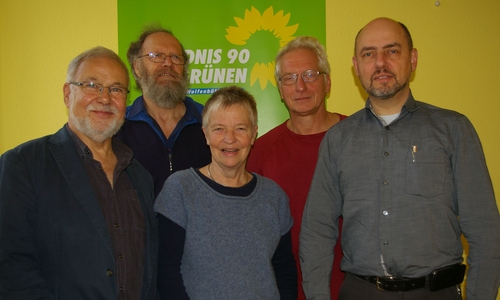 Die neue Kreistagsfraktion von Bündnis 90/Die Grünen (von links): Hilmar Nagel, Ehrhard Dette, Christiane Wagner, Holger Barkhau, Reinhard Gerndt Foto: Grüne