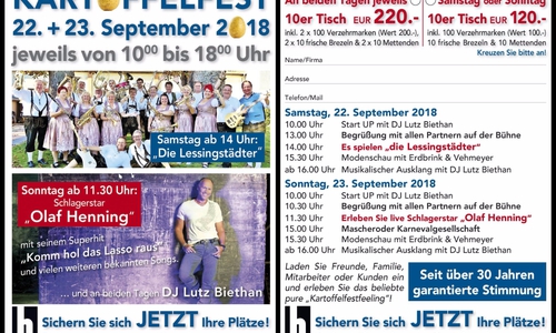  Das Programm für das diesjährige Kartoffelfest. Flyer: Bormann