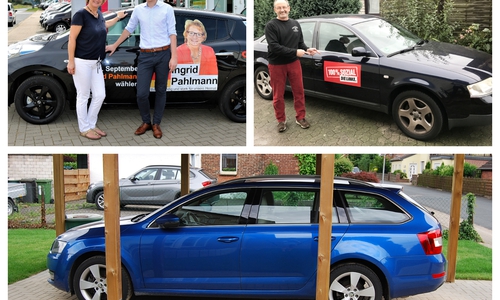 Ingrid Pahlmann, Klaus Brinkmann und Holger Flöge präsentieren ihre Fortbewegungsmittel. Fotos: CDU/Die Linke/FDP