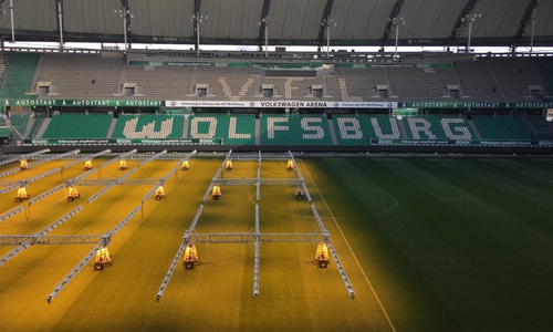 Strukturelle Veränderungen in der Arena in Wolfsburg. Symbolfoto: Jens Bartels