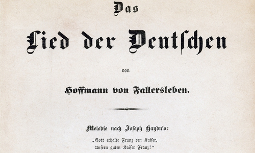 „Das Lied der Deutschen“ von Hoffmann von Fallersleben, Erstdruck mit Noten, 1841, zu sehen im Hoffmann-Museum. Foto: Hoffmann-von-Fallersleben-Museum