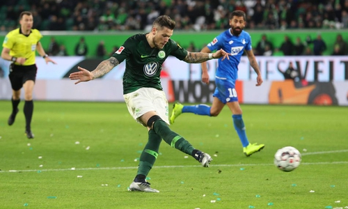 Daniel Ginczek brachte den VfL in der ersten Halbzeit in Führung. Foto: imago/Regios24