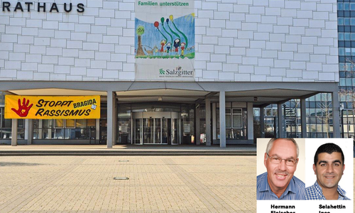 Herrmann Fleischer und Selahettin Ince, DIE LINKE, setzten sich für den Sozialpass in Salzgitter ein. Foto: DIE LINKE Salzgitter