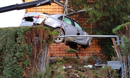 Der Audi hinterließ eine Spur der Verwüstung. Foto: Polizei