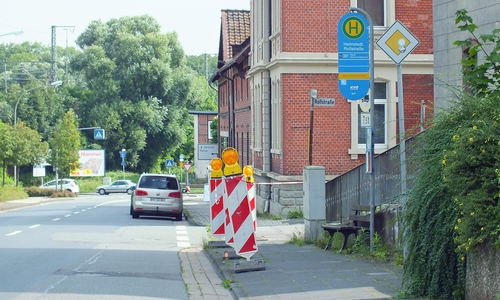 Die Absperrung auf dem Harbker Weg an der Ecke Roßstraße. Fotos: Achim Klaffehn von der Kreisverkehrswacht Helmstedt e.V.