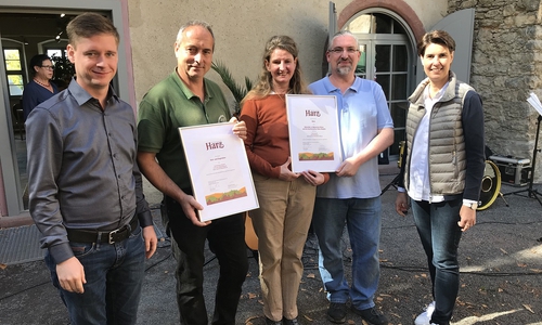 Marcus Weise (Bürgermeister Harzgerode), Peter Gropengießer, Irene Schukies, Christian Zineker und Carola Schmidt. Foto: Harzer Tourismusverband