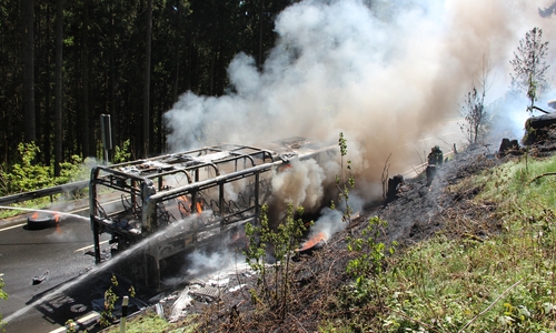 Der Bus brannte komplett aus. Foto: Feuerwehr Goslar