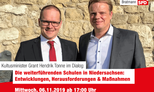 Kultusminister Grant Hendrik Tonne und Christoph Bratmann laden zum Gespräch. Foto: SPD