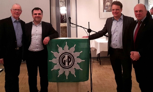 Philip Karre, Christos Pantazis, Christoph Bratmann und Dietmar Schilff (v. li.). Foto: SPD