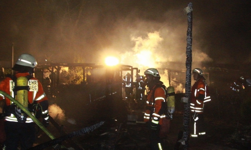 Während des Brandes kam es zu einer Detonation. Fotos: Rudolf Karliczek