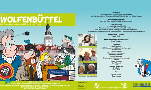 Den von Tobias Wagner gezeichneten Wolfenbüttel-Comic gibt es ab sofort auch als kostenloses Hörbuch. Quelle: Stadt Wolfenbüttel