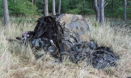 Unerlaubt Bitumen-Dachpappe entsorgt. Foto: Polizei.