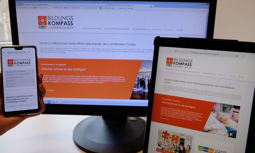 Der digitale Bildungskompass der Landkreises Goslar bietet übersichtlich alle Informationen rund um das Schulangebot im Kreisgebiet. Selbstverständlich ist die Internetseite auf für mobile Endgeräte optimiert. Foto: Landkreis Goslar

 