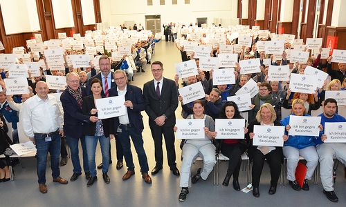 Die IG Metall sagte "Nein" zum Rassismus. Fotos: IG Metall Wolfsburg