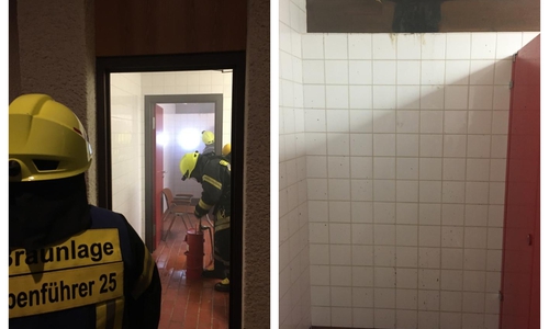 Mehrere Rollen Toilettenpapier brannten.