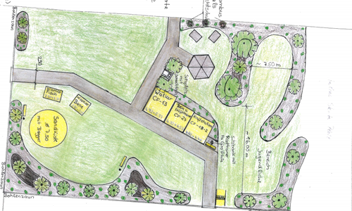 Der Mehrgenerationenspielplatz nimmt Formen an. Plan: Gemeinde Leiferde
