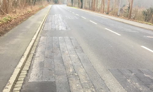 Die modischen Längsstreifen auf der Fahrbahn ließen zwar die Straße schlanker erscheinen, „aber wenn die Stadt sich damit auf Kosten der Anwohner einen schlanken Fuß machen will, wäre das schlechter Stil.“, so Ingo Schramm. Foto: FDP-Fraktion