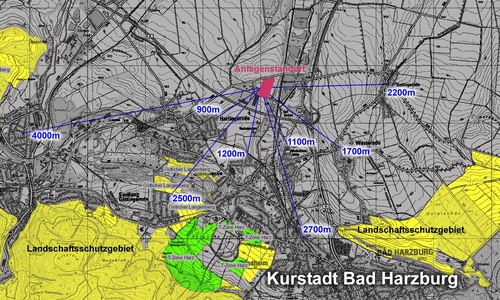 Der Standort des Chemikalienlagers im Verhältnis zu umliegenden Orten. Grafik: BUND / NABU