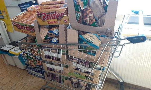 Waren im Wert von 660 Euro hatte der Dieb in den Einkaufswagen gelegt. Foto: Polizei