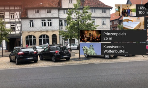 Die neue Augmented Reality Funktion in der Wolfenbüttel App zeigt Informationen zu Sehenswürdigkeiten in Echtzeit.

Foto: Stadt Wolfenbüttel