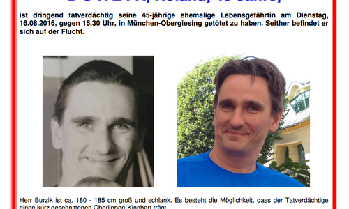 Mit einem Fahndungsplakat sucht die Polizei München nach dem Tatverdächtigen, der eine gebürtige Braunschweigerin in München erstochen haben soll. Foto/Plakat: Polizei München