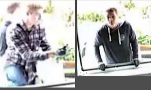 Diese beiden, noch unbekannten Täter werden gesucht. Foto: Polizei