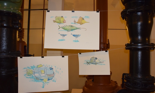 Motiv: „Fische“ von Ali Altschaffel. Kulturwerk der Stadt Wolfsburg.