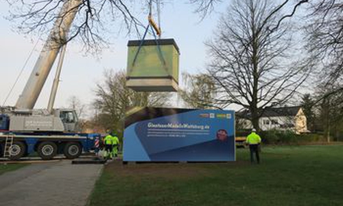 Der Info-Container steht.
Foto: Stadtwerke Wolfsburg