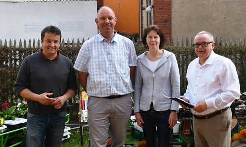 Eine positive Bilanz des Besuches im Gärtnermuseum zogen (v. l.) Florian Kinne, Professor Dr. Bernhard Beßler mit Ehefrau Sabine und Andreas Meißler. Foto: Danica Volze