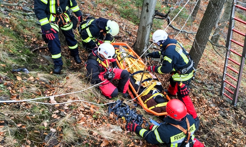 Die Feuerwehr Bad Harzburg musste am Sonntagvormittag zu einem Rettungseinsatz am Burgberg ausrücken. Fotos: Feuerwehr Bad Harzburg