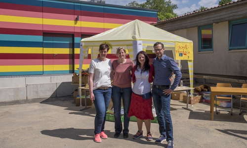 Der neue Vorstand des Schulvereins der Grundschule Am Geitelplatz, vlnr: Manuela Sentner, Inga Hildebrandt, Cindy Rycroft, Sven Sentner Foto: Henning Kramer/aerial360