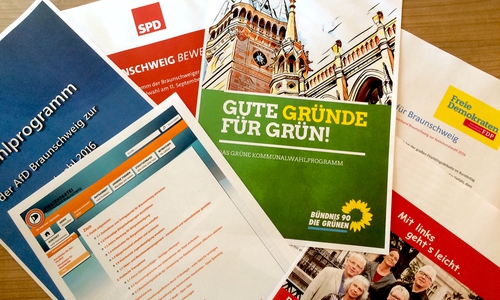 Auszüge der Wahlprogramme der Braunschweiger Parteien. Symbolfoto: Marc Angerstein