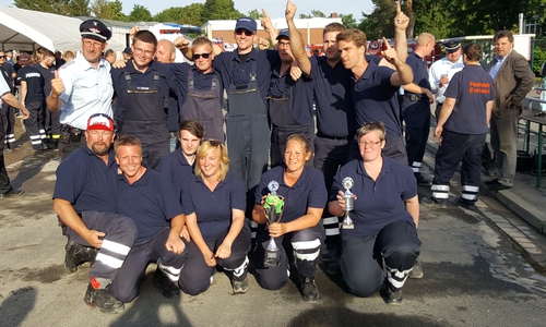 16 Gruppen der Feuerwehren aus dem Landkreis Wolfenbüttel stellten sich am Samstag den Kreis-Leistungsüberprüfungen. Als Sieger ging wieder einmal die Feuerwehr Groß Denkte hervor. Fotos: Anke Donner/Markus Rischbieter