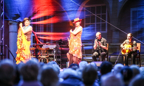 Feurig - leidenschaftlich - Flamenco. Tänzerin Iris Brikey und ihr Ensemble bringen andalusisches Kulturgut in den Schlossinnenhof. Foto: Archiv
