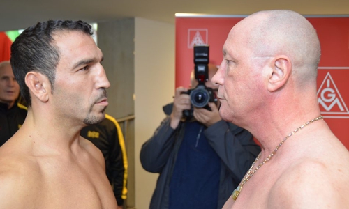 Firat Arslan und Uwe Hück stehen sich am morgigen Freitag im Ring gegenüber. Foto: Tiemann