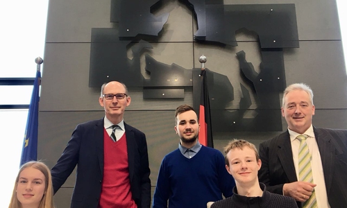 Im Niedersächsischen Landtag im Präsidiumsbereich: Plett, Akin Duman, Lucas Brandes und Frank Oesterhelweg. Foto: CDU