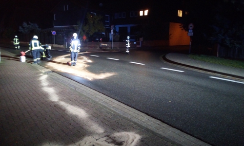 Die Feuerwehr streute die Ölspur ab.