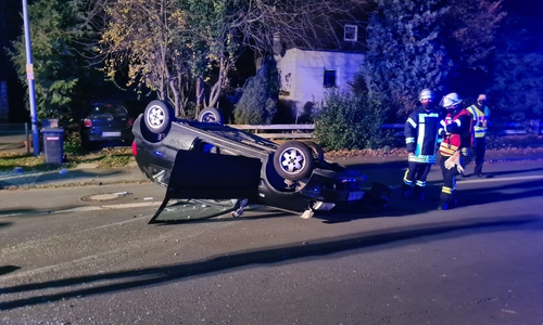 Das Auto knickte einen Baum um und übeschlug sich. 