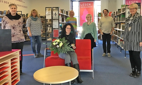 Das Team der Stadtbücherei mit der neuen Leiterin Daniela Bergmann-Baczynski. Fotos: Stadt Wolfenbüttel