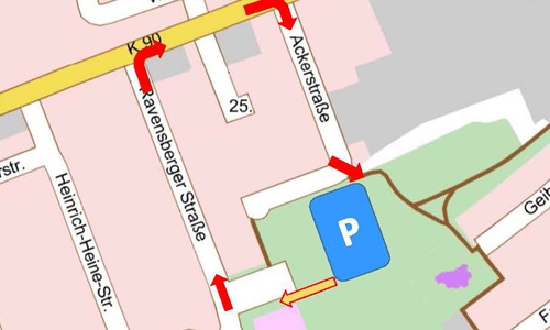 Hier ist der Ersatzparkplatz zu sehen.