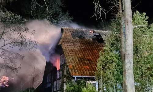 Bei Eintreffen der Feuerwehr schlugen die Flammen bereits aus dem Dachstuhl.