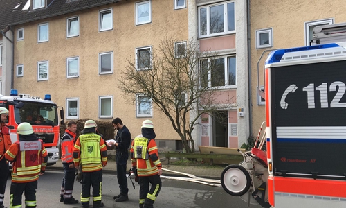 Die Feuerwehr im Einsatz im Bebelhof.