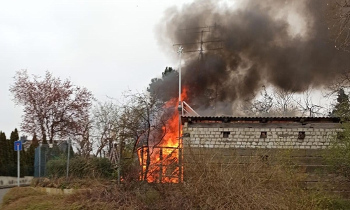 Der Schuppen stand in Vollbrand.
