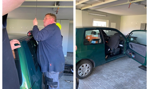 Mitglieder der Feuerwehr befreiten das Kind aus dem Auto.